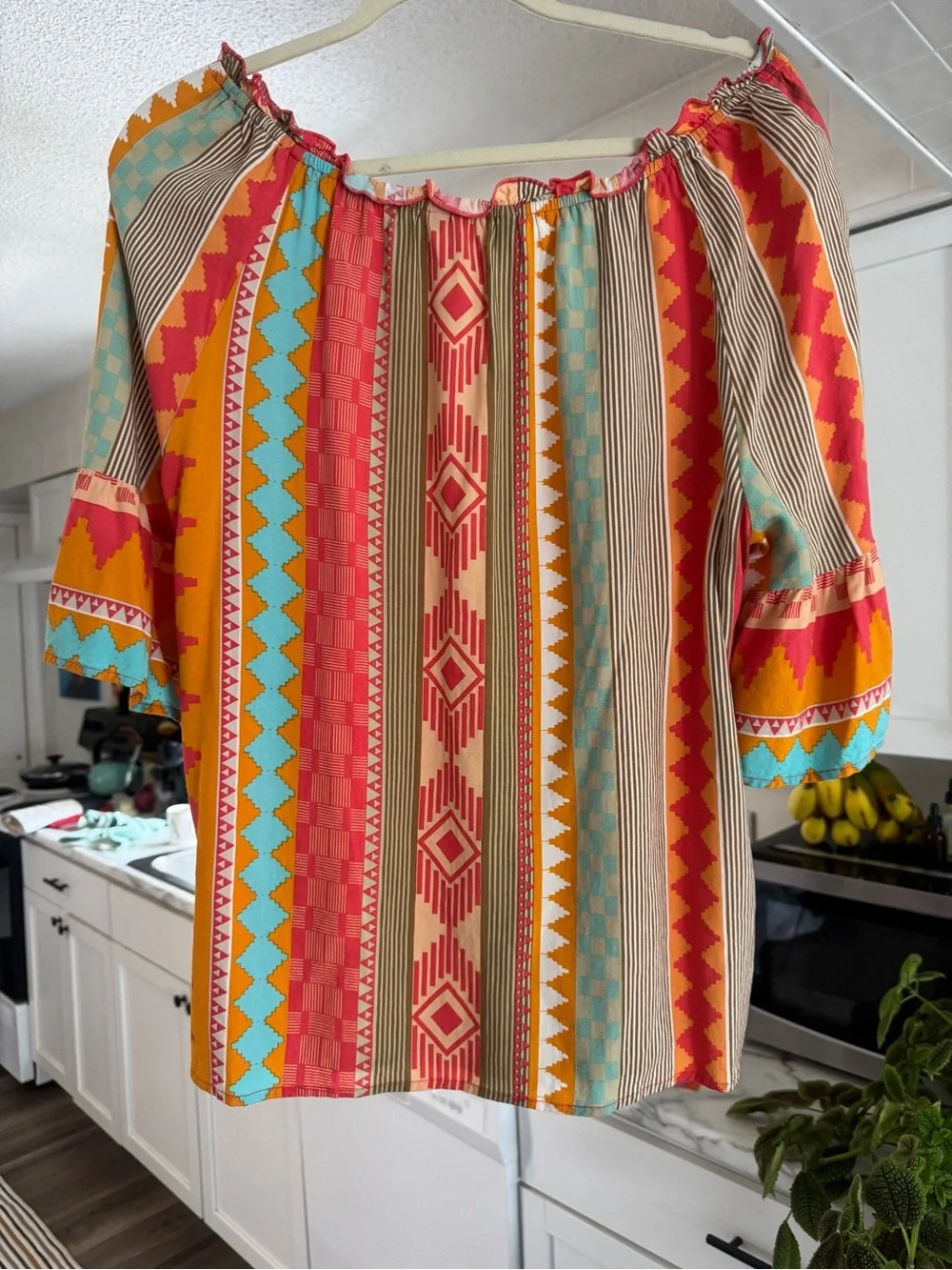 Unique Spectrum Boho Rayon Off-Shoulder Peasant Top XL - Picture 5 of 8